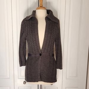 SO Wear It Declare It Gray Snap Front Closure Sweater.